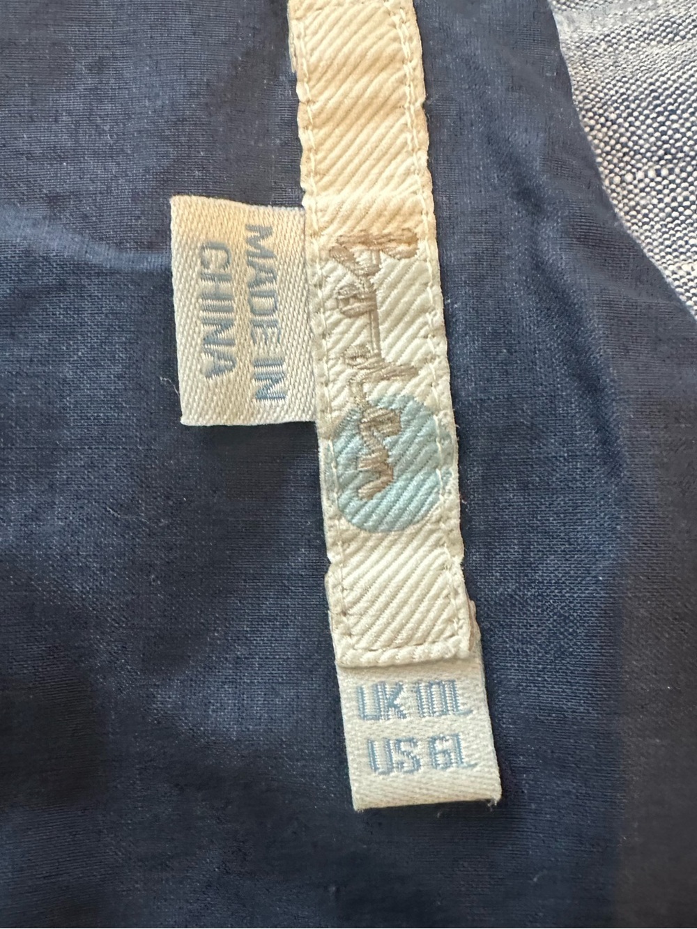 Boden Linen Blue A-Line Denim Dress with White Wave Dot Trim Cotton Lined US 6L - Picture 9 of 10